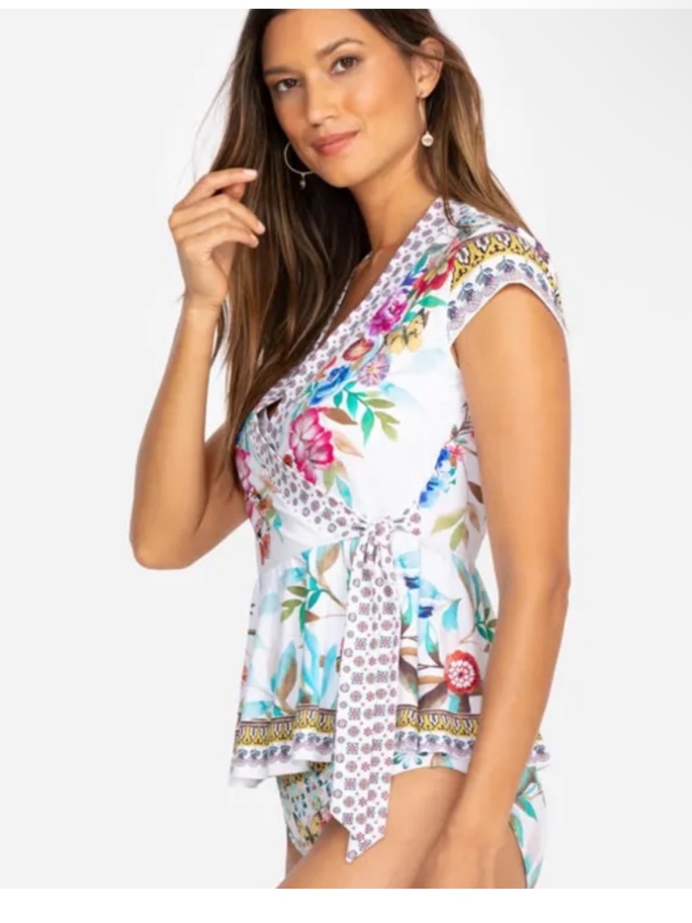 Johnny Was Blue DREAMER WRAP TANKINI top